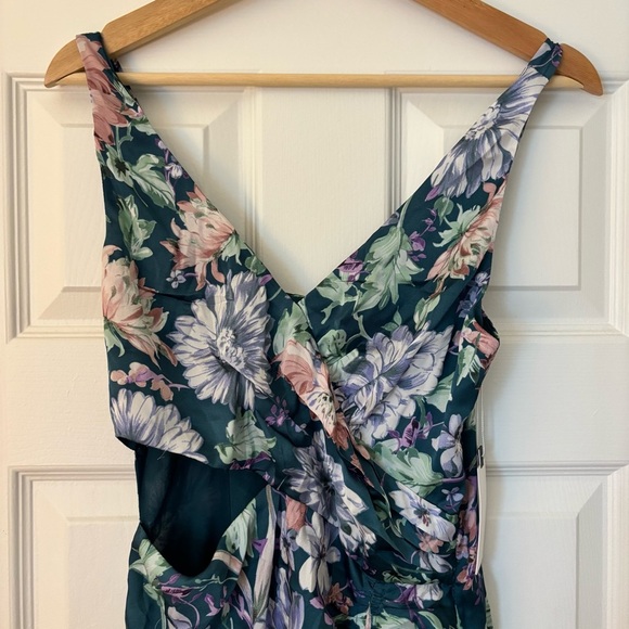 ASTR the Label Ruched Floral Cutout Maxi Dress in Teal Purple Multi Floral NWT S - Picture 6 of 13